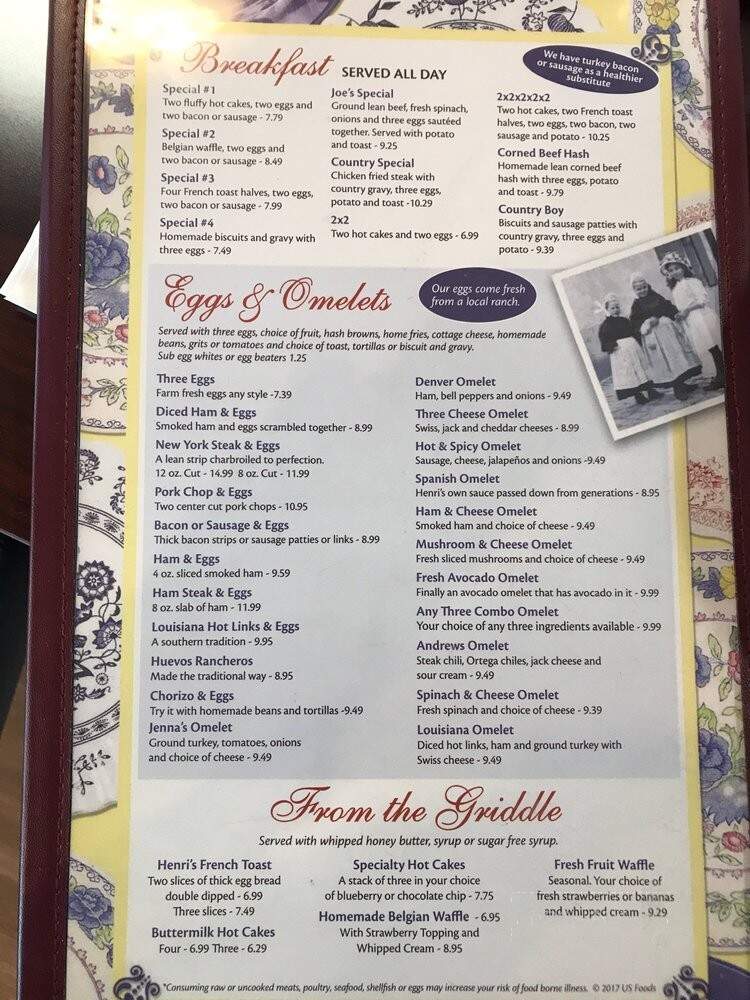 Henri's Cafe - Oxnard, CA menu_pic