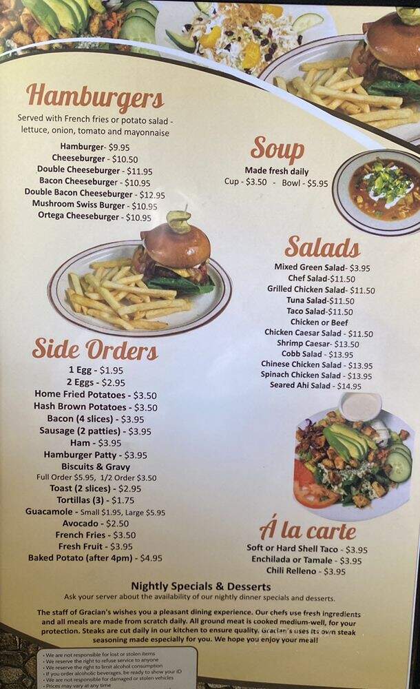 Gracian Grill - Tehachapi, CA menu_pic
