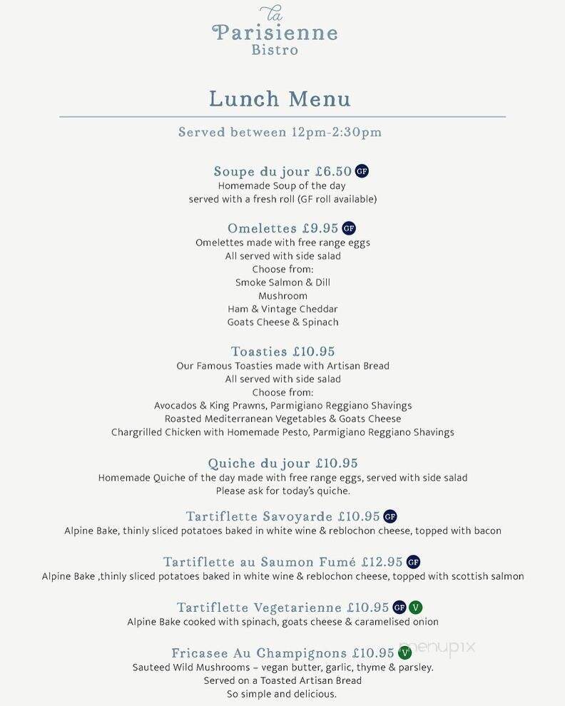 La Parisienne French Restaurant - Monrovia, CA menu_pic
