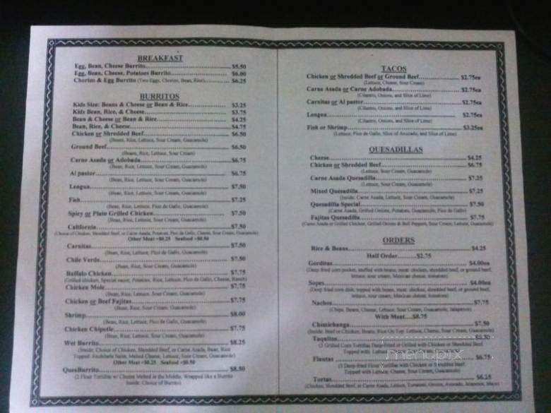 Almas Mexican Express Food - Arcata, CA menu_pic