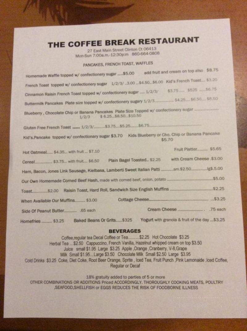 Coffee Break - Clinton, CT menu_pic