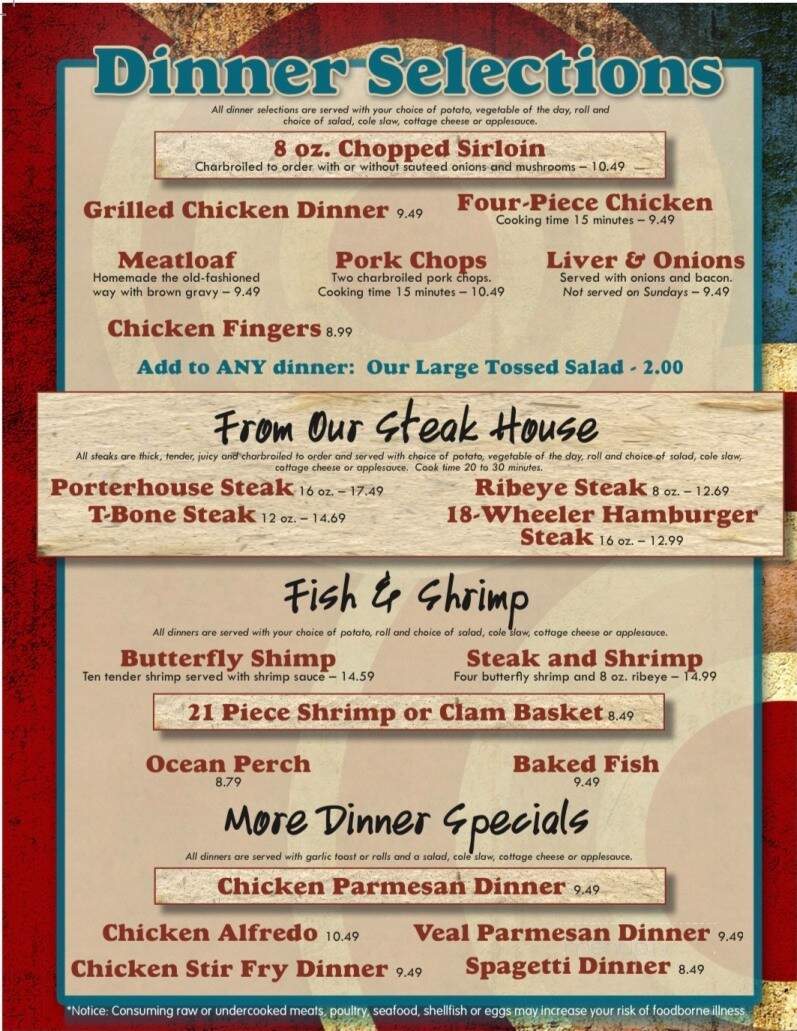 A & A Truck Plaza - Jackson, OH menu_pic