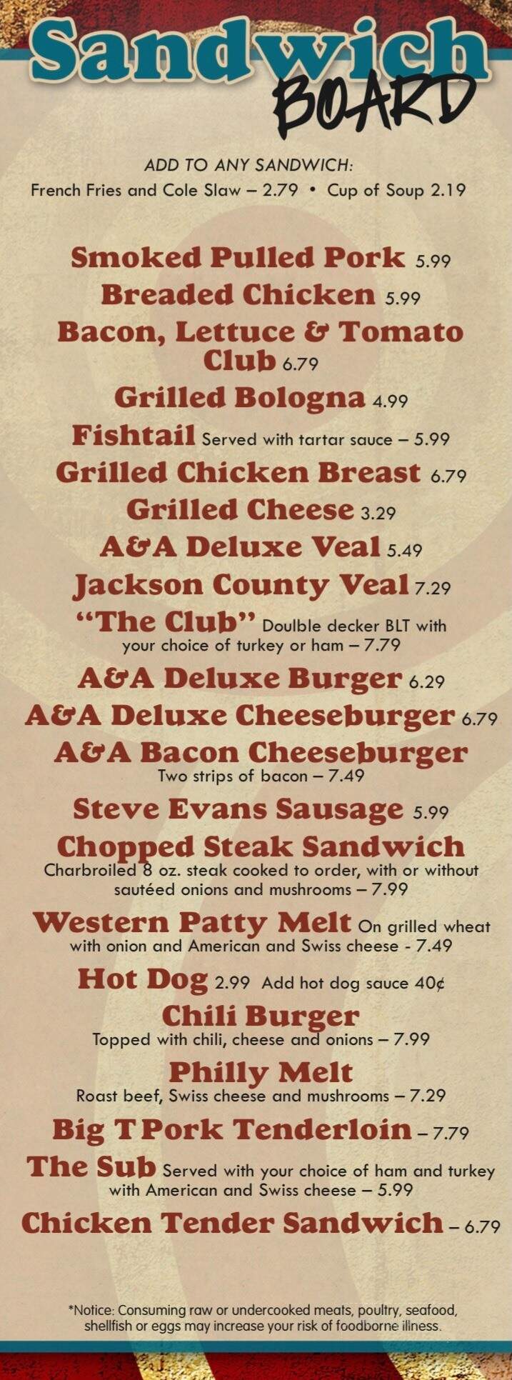 A & A Truck Plaza - Jackson, OH menu_pic