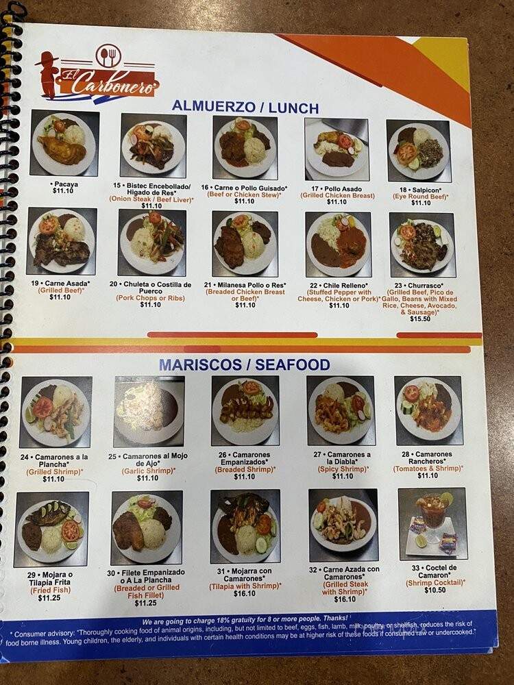 El Carbonero Restaurant and Pupuseria - Las Vegas, NV menu_pic