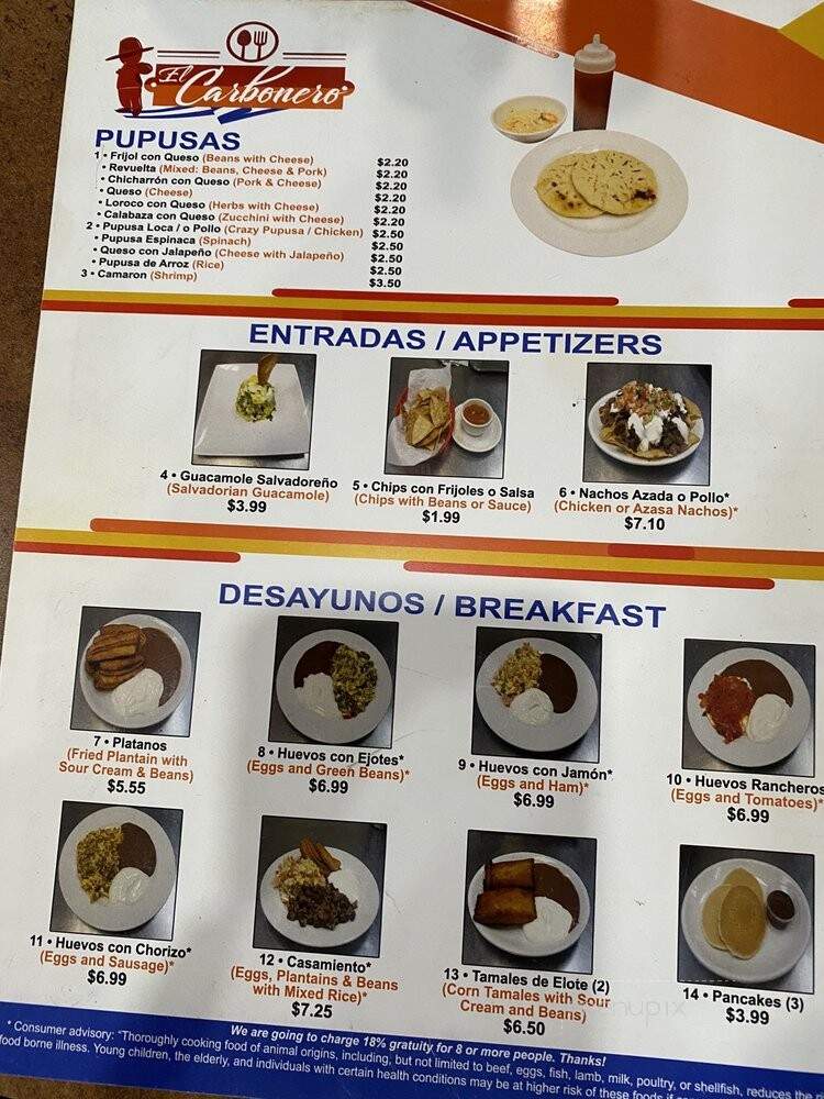 El Carbonero Restaurant and Pupuseria - Las Vegas, NV menu_pic