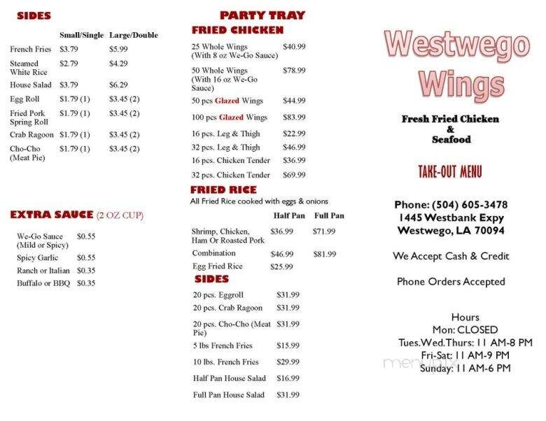 Westwego Wings - Westwego, LA menu_pic