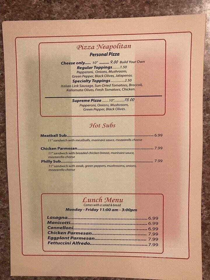 Duran's Italian Restaurant - Centerville, TX menu_pic