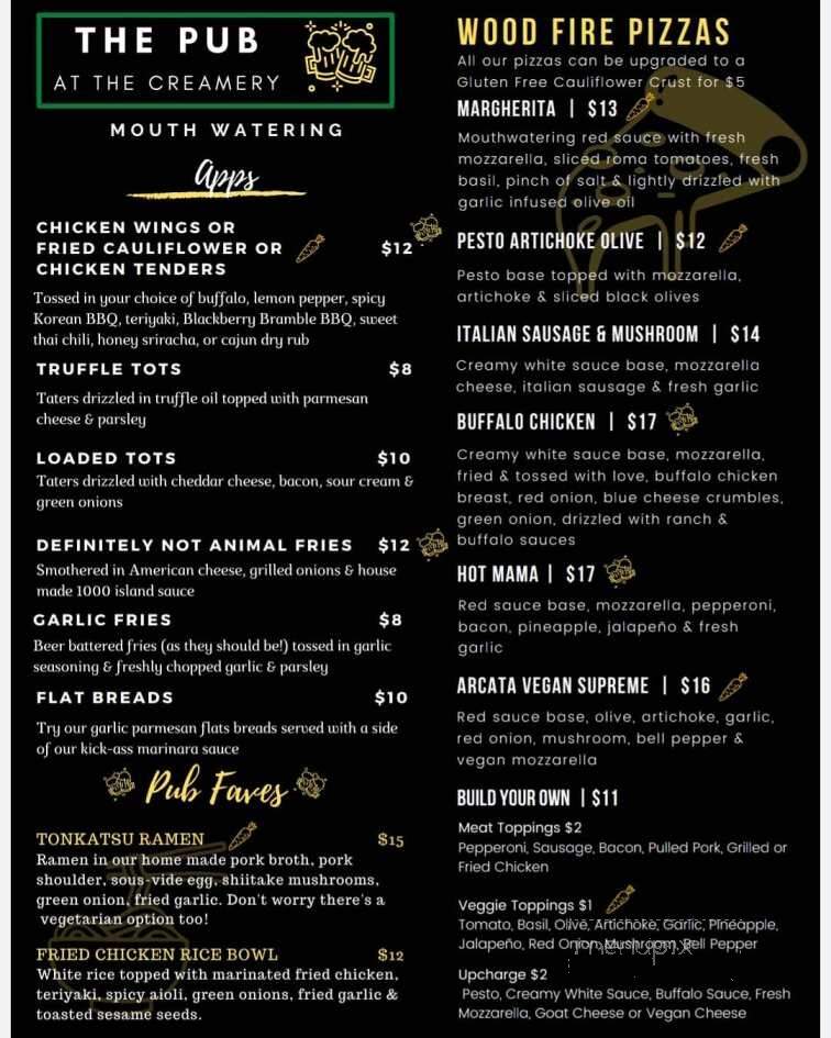 The Pub at The Creamery - Arcata, CA menu_pic