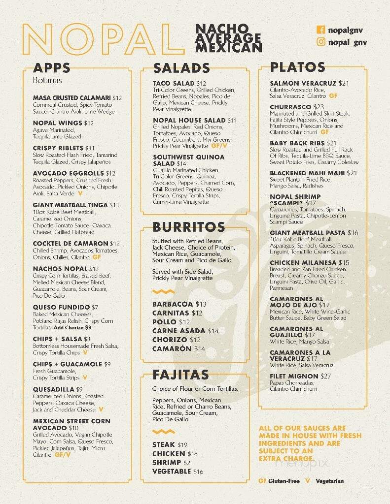 Nopal by Cintron - Gainesville, FL menu_pic