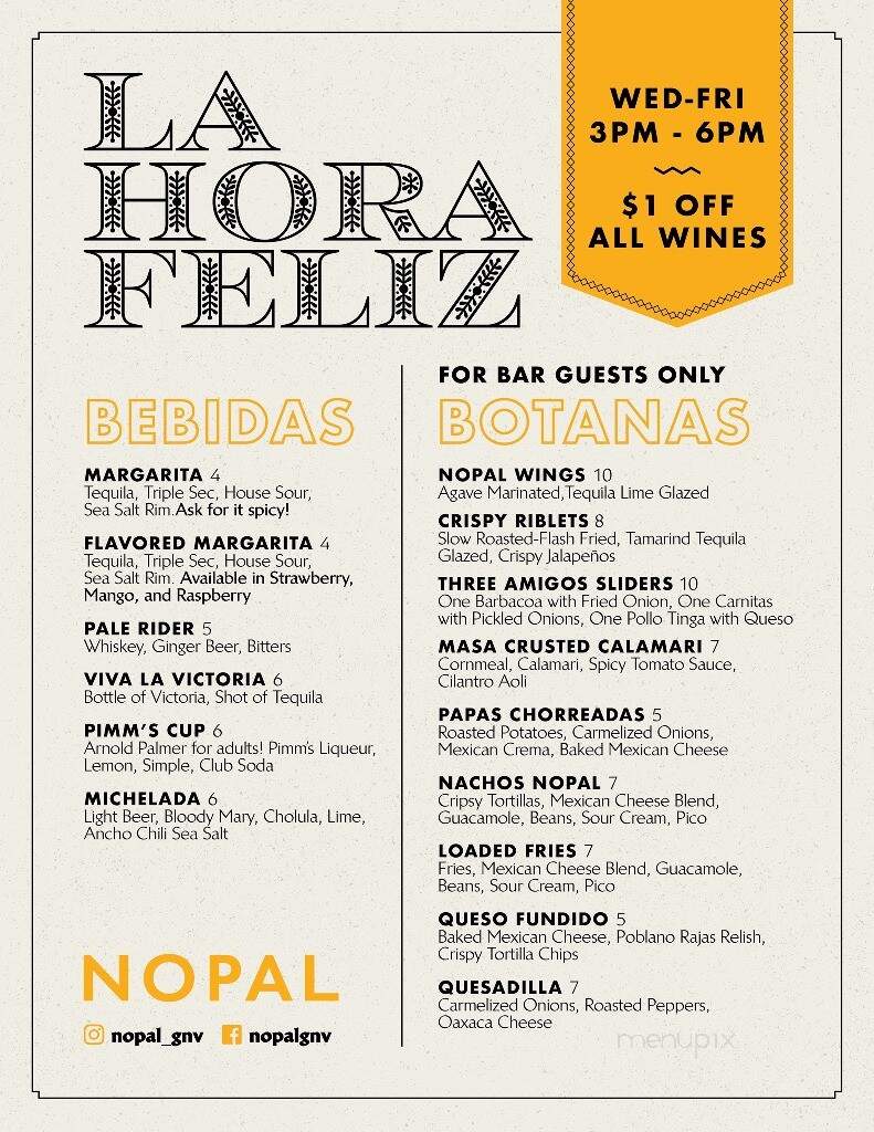 Nopal by Cintron - Gainesville, FL menu_pic