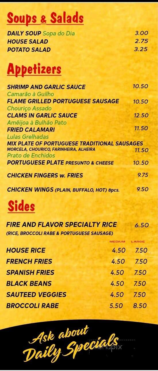 Fire & Flavor Grill - Metuchen, NJ menu_pic