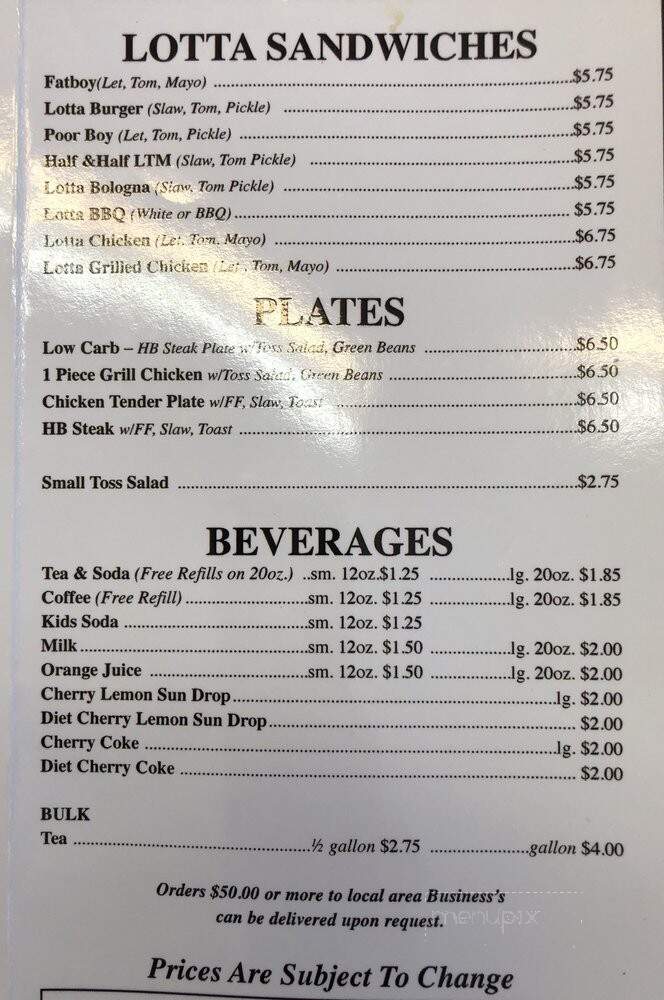 Pats Drive In - Cherryville, NC menu_pic