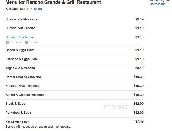 Rancho Grande & Grill - San Angelo, TX menu_pic