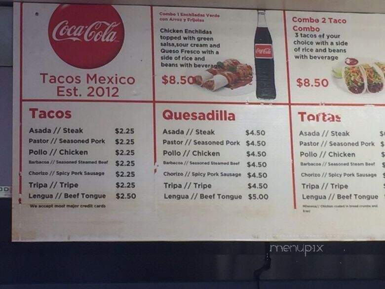 Tacos Mexico - Richmond, VA menu_pic