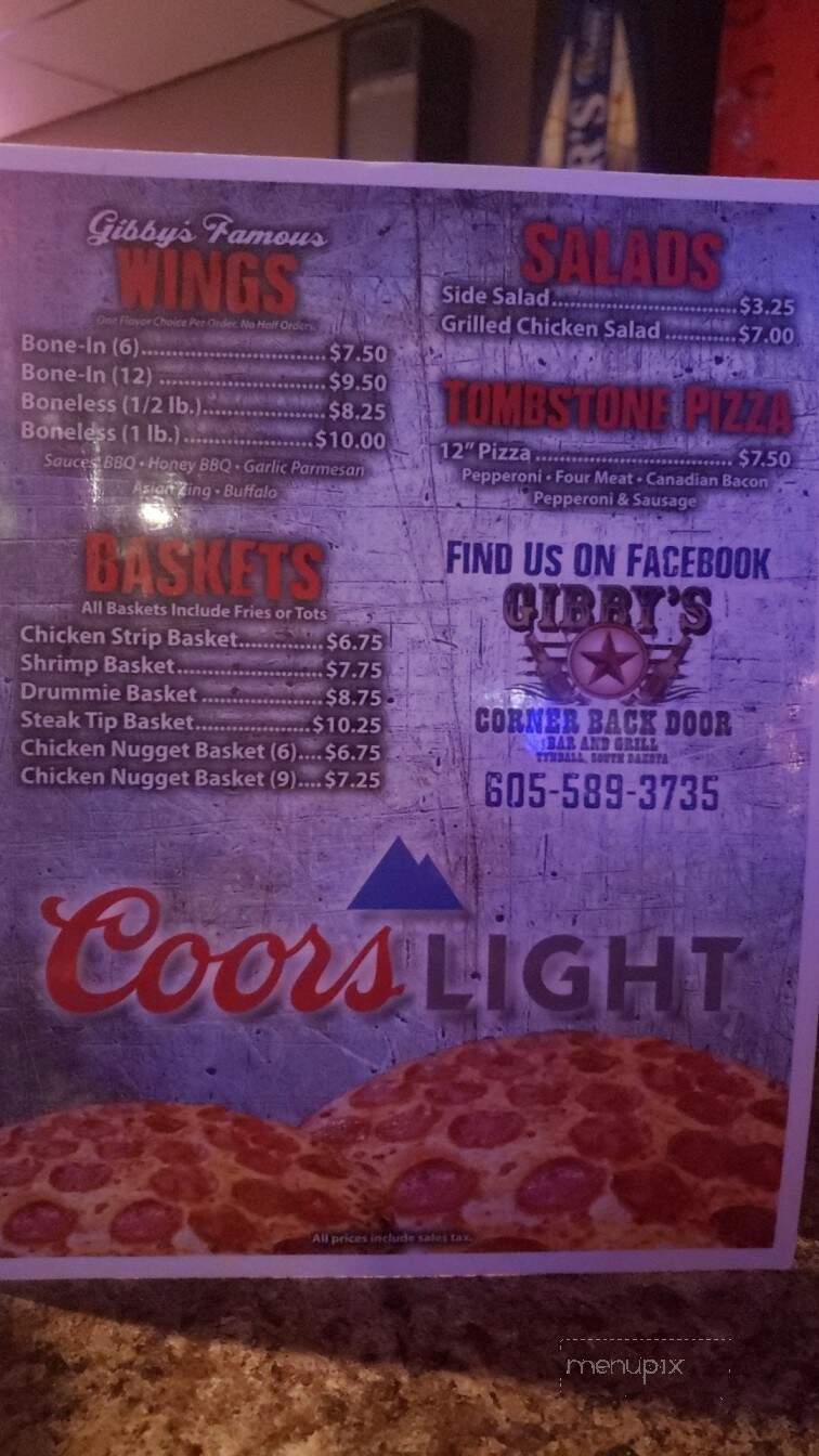 Corner Bar & Lounge - Tyndall, SD menu_pic