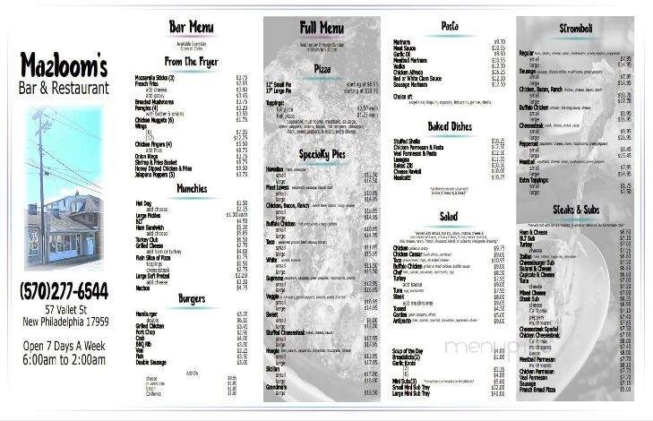 Mazloom's Bar & Restaurant - New Philadelphia, PA menu_pic