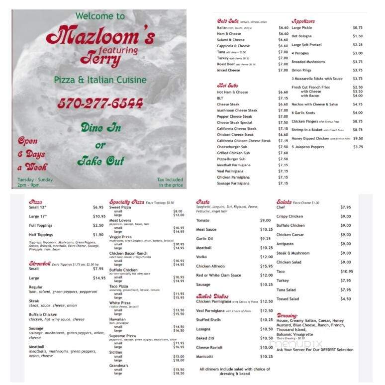 Mazloom's Bar & Restaurant - New Philadelphia, PA menu_pic