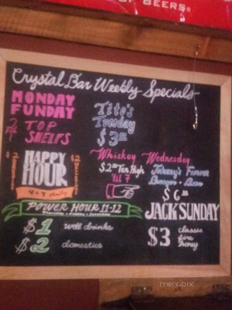 Crystal Bar - Bozeman, MT menu_pic