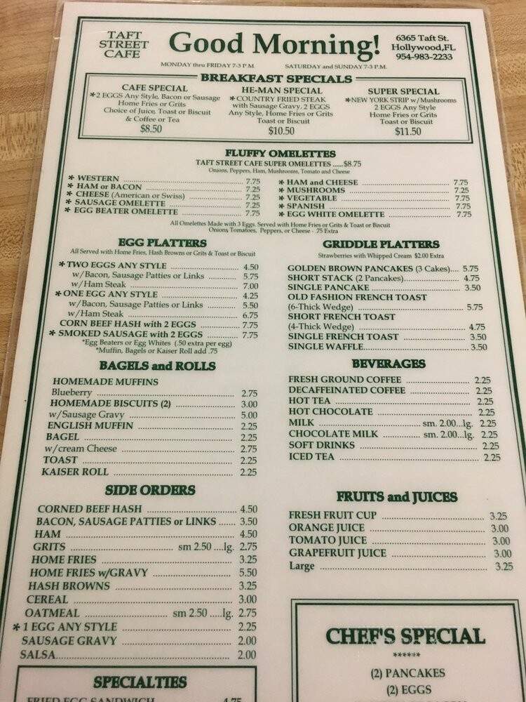 Taft Street Cafe - Hollywood, FL menu_pic