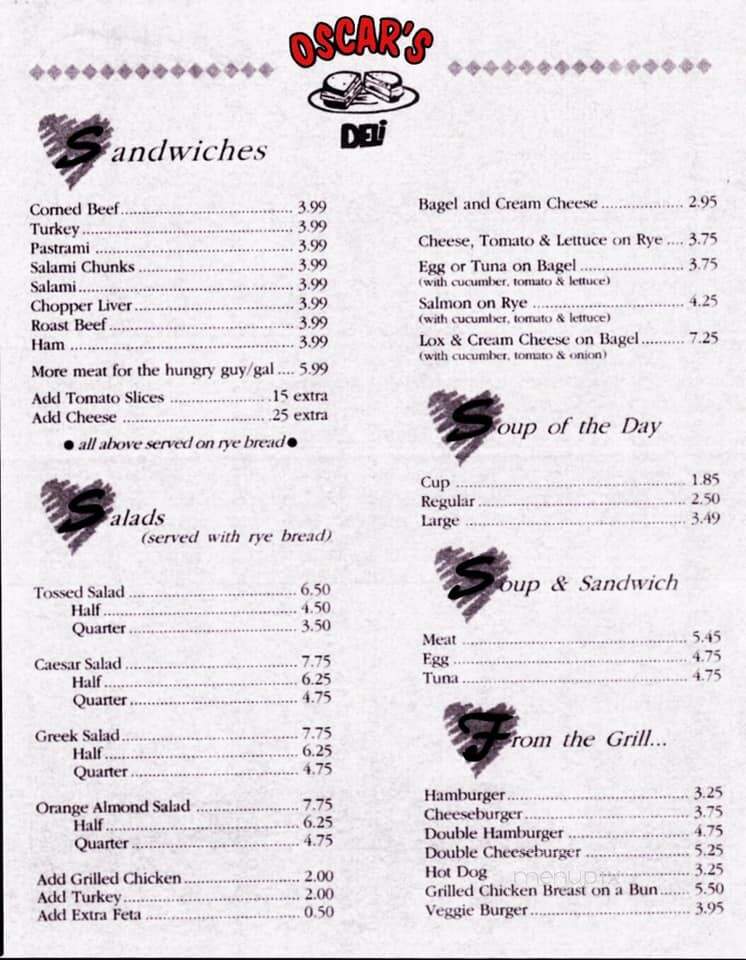 Oscar's Deli - Winnipeg, MB menu_pic
