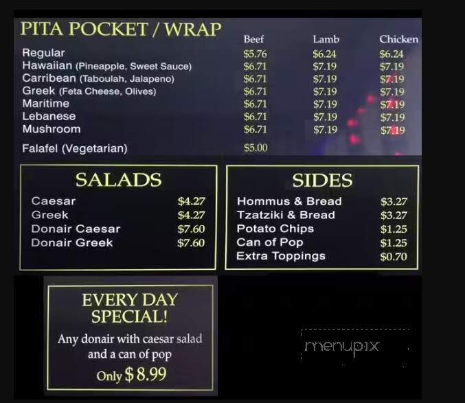 Donair Top - Maple Ridge, BC menu_pic
