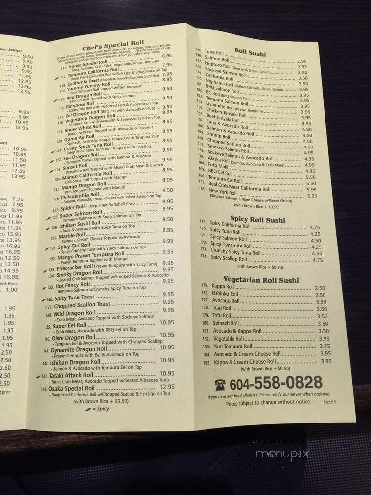 Osaka Sushi Japanese Restaurant - Vancouver, BC menu_pic