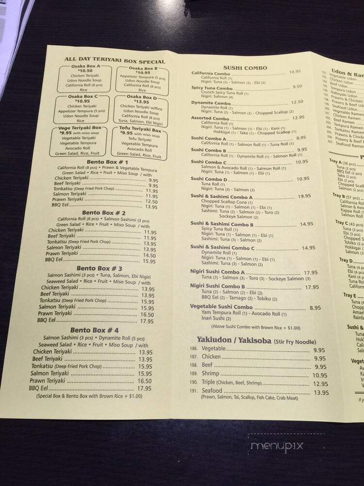 Osaka Sushi Japanese Restaurant - Vancouver, BC menu_pic