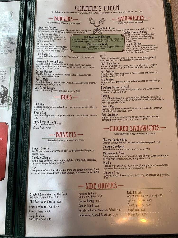 Gramma's Family Restaurant - Cascade, ID menu_pic