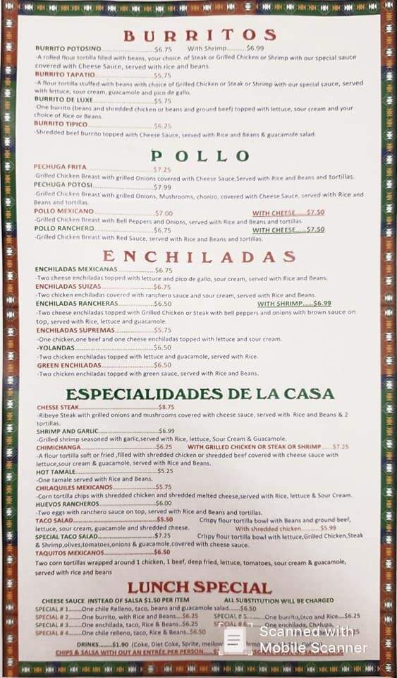 Lapotosina Restaurant - Princeton, KY menu_pic