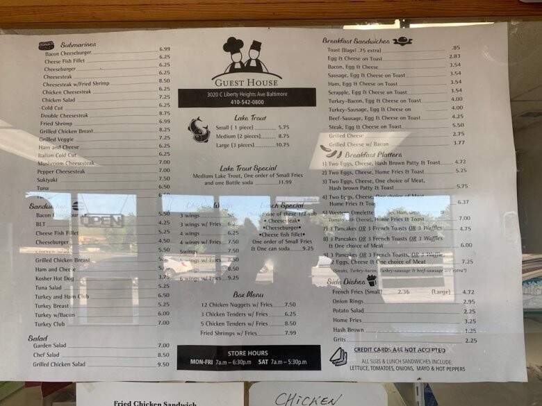 Guest House Carry-Out - Baltimore, MD menu_pic