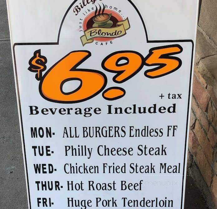 Billy's Cafe - Omaha, NE menu_pic
