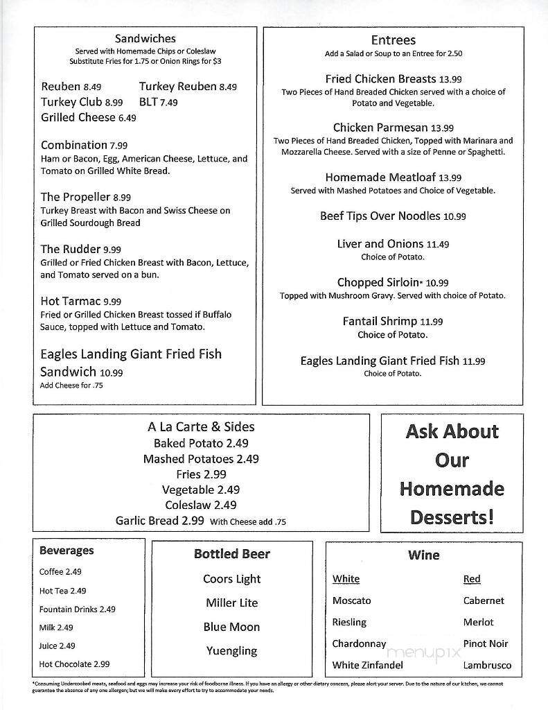 Eagle's Landing Restaurant - Belle Vernon, PA menu_pic