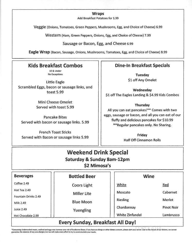 Eagle's Landing Restaurant - Belle Vernon, PA menu_pic