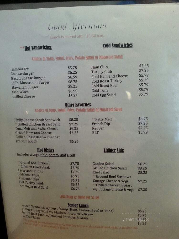 Hillside Inn - Spokane, WA menu_pic