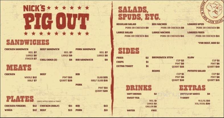 Pig Out - Dothan, AL menu_pic