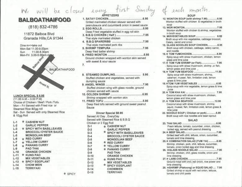 Balboa Thai Food - Granada Hills, CA