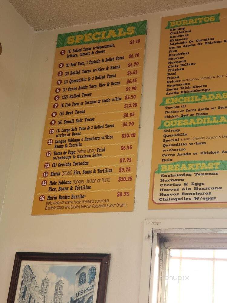 La India Bonita - Chula Vista, CA menu_pic