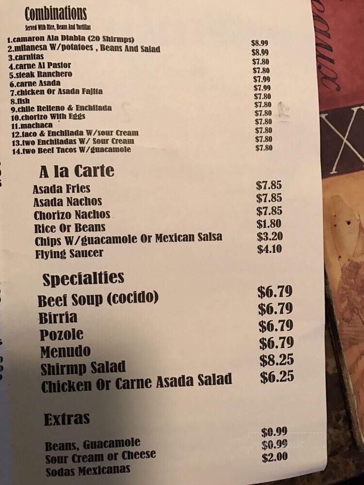 La India Bonita - Chula Vista, CA menu_pic