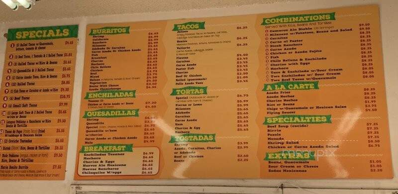 La India Bonita - Chula Vista, CA menu_pic