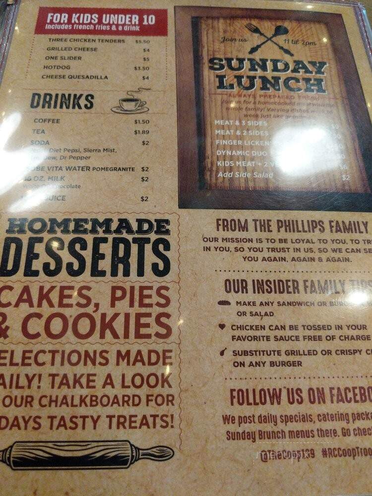 The Coop - Spindale, NC menu_pic