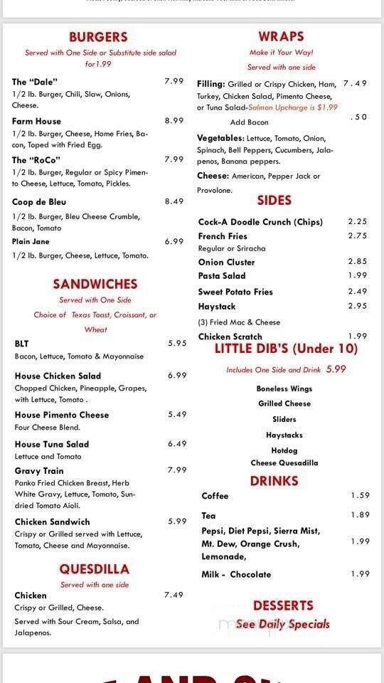 The Coop - Spindale, NC menu_pic