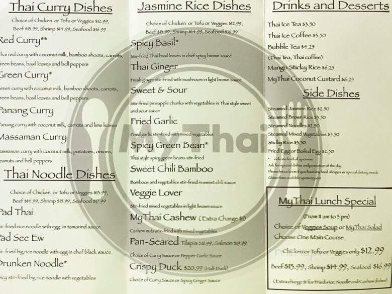 MyThai Kitchen - Feasterville-Trevose, PA menu_pic