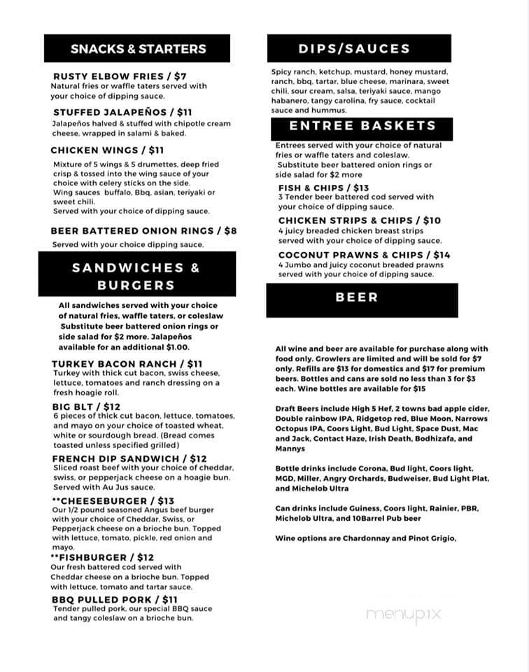 Rusty Elbow Pub & Grub - Kent, WA menu_pic