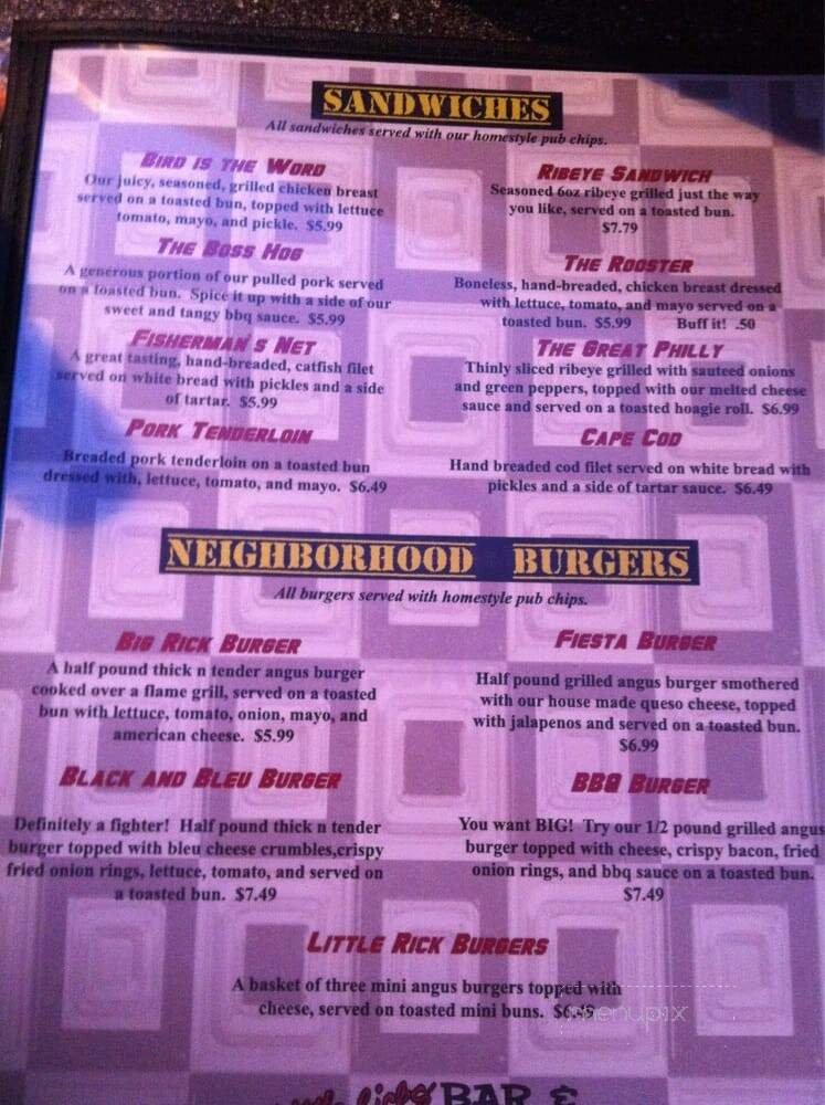 Little Rick's Neighborhood Bar & Grill - Lebanon Junction, KY menu_pic