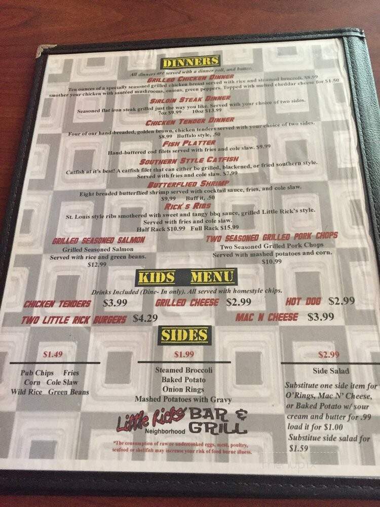 Little Rick's Neighborhood Bar & Grill - Lebanon Junction, KY menu_pic