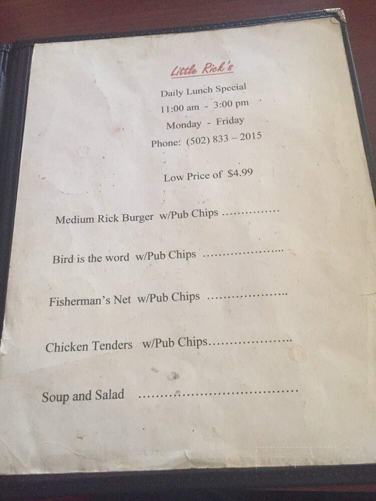 Little Rick's Neighborhood Bar & Grill - Lebanon Junction, KY menu_pic