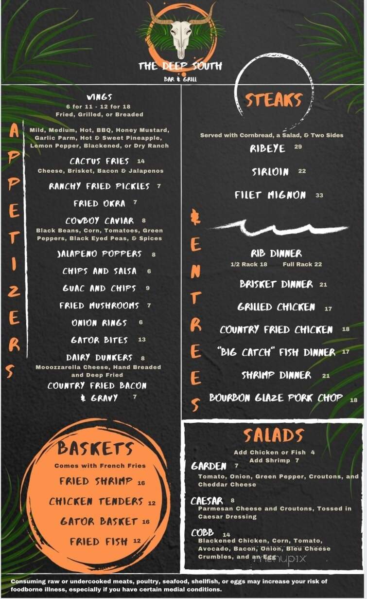 The Deep South Bar & Grill - Sebring, FL menu_pic
