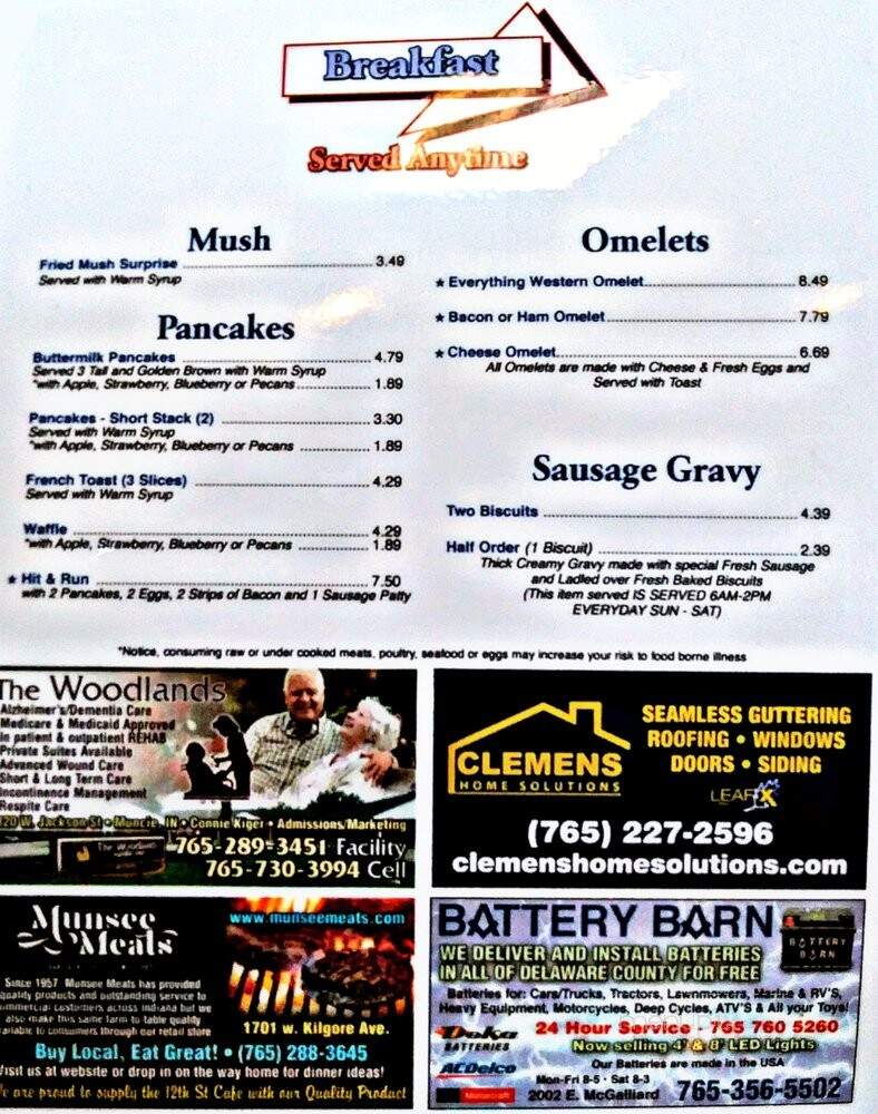 12th Street Cafe - Muncie, IN menu_pic