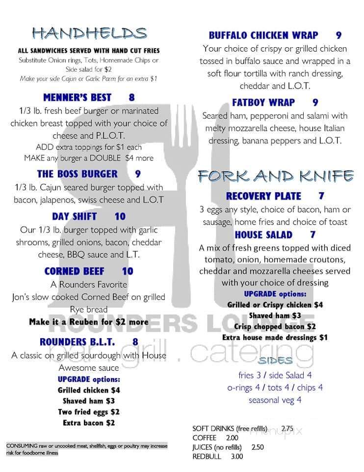 Rounders - Mentor, OH menu_pic