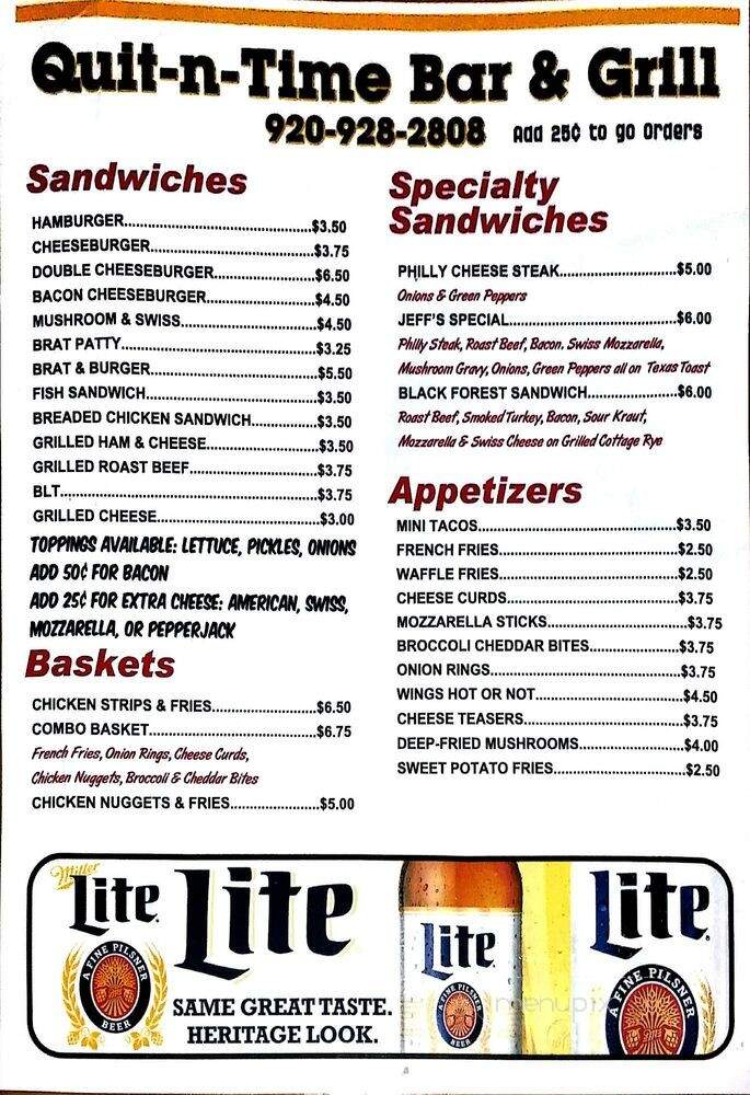 Quit-n-Time - Fox Lake, WI menu_pic